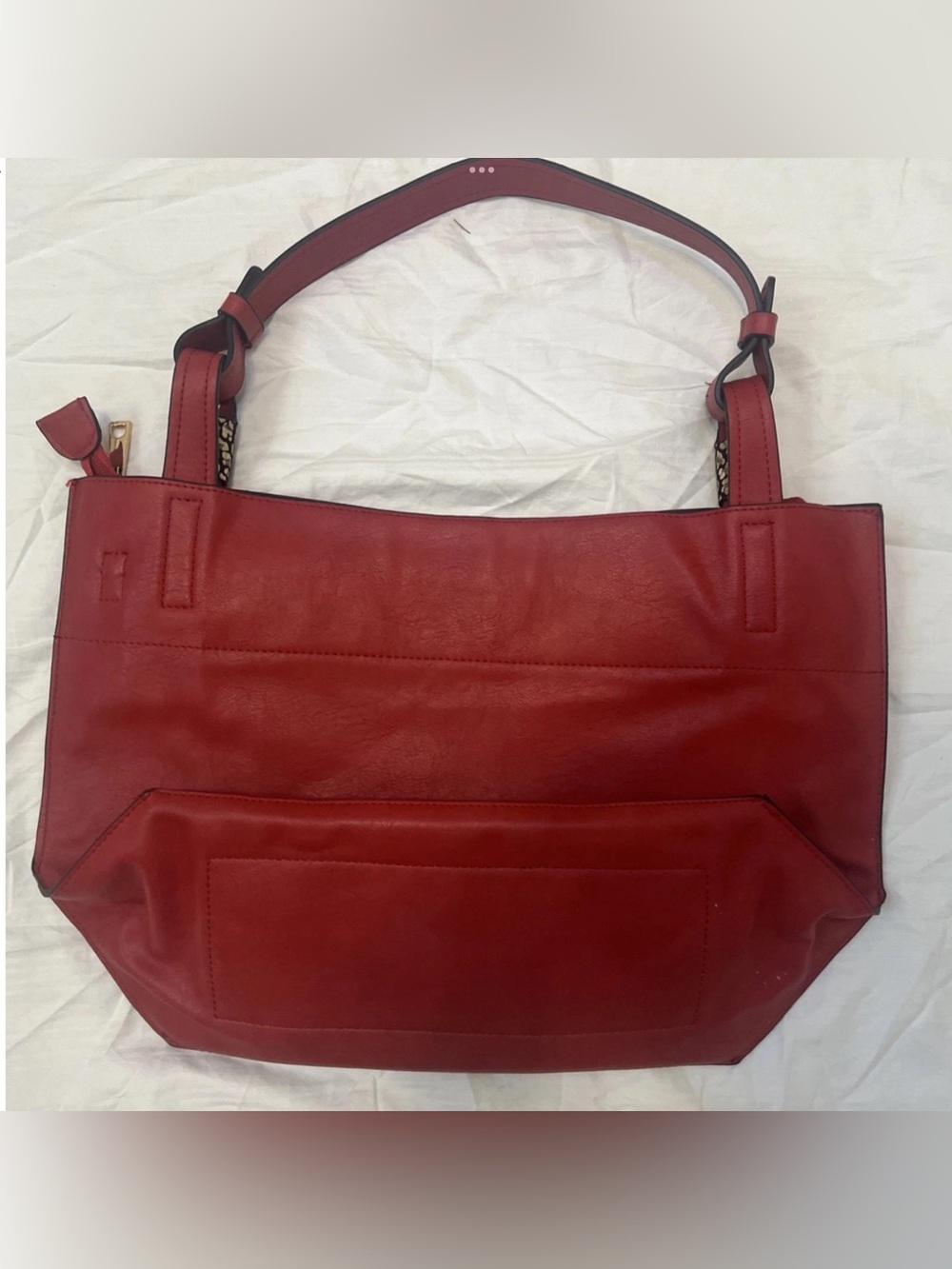 Frank Lyman Design Red Leather Tassel Shoulder Bag with Gold Accents - Picture 3 of 13
